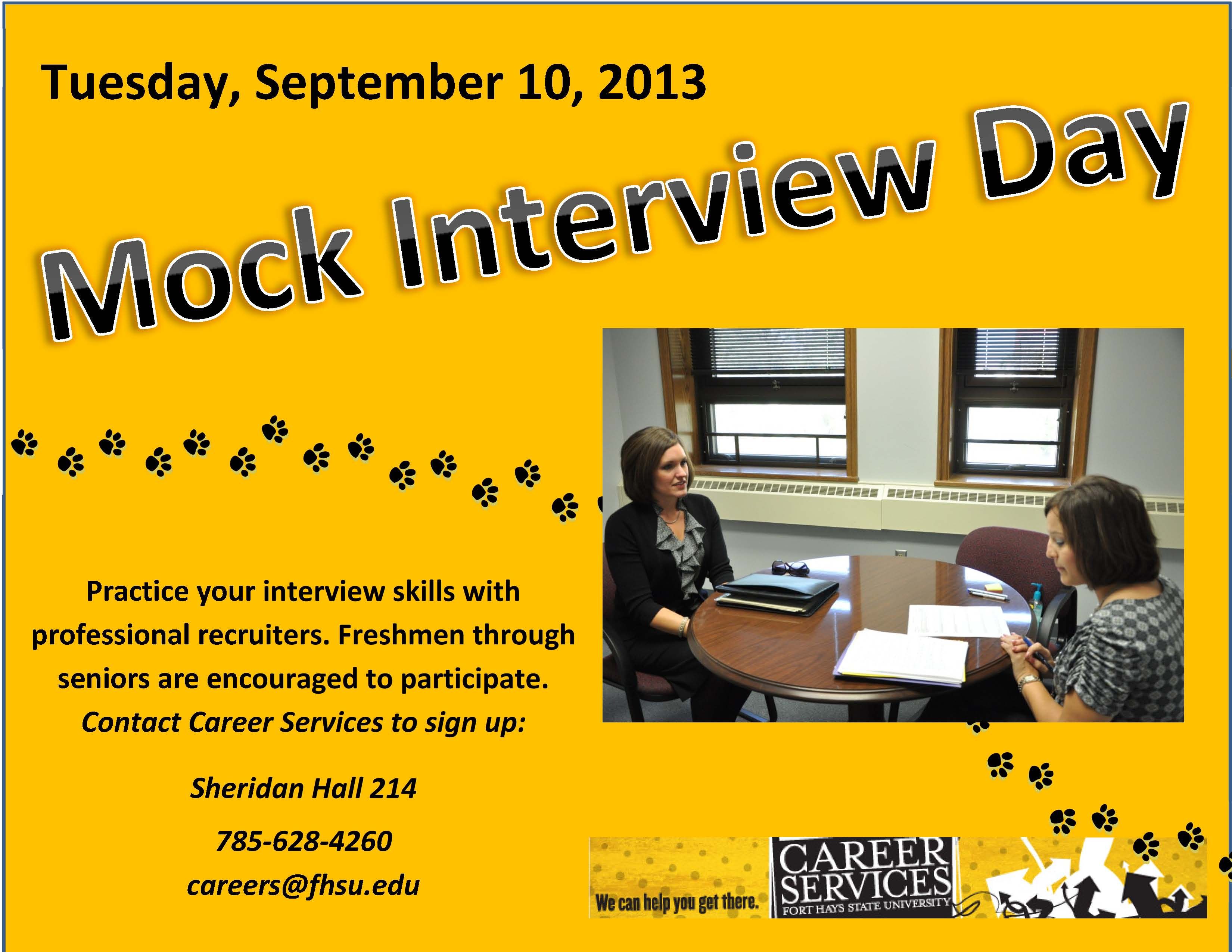 FHSU Career Services Mock Interview Day Tuesday, September 10, 2013