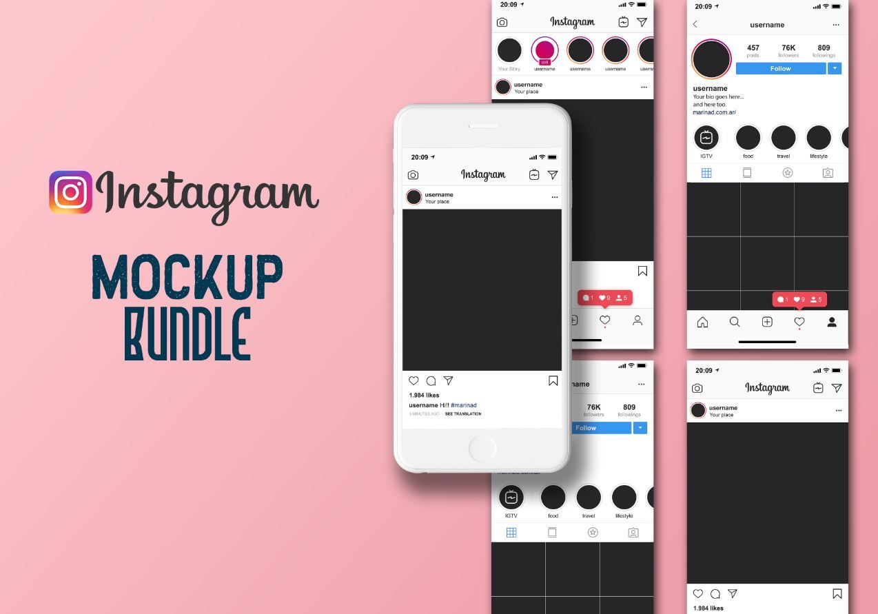 41+ Free Instagram Mockup PSD Template Updated 2021 - Graphic Cloud